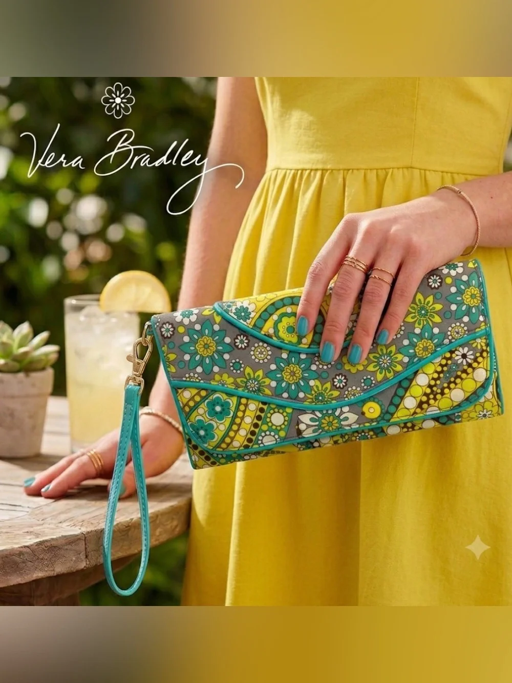 Vera Bradley Lemon Parfait Clutch Wallet